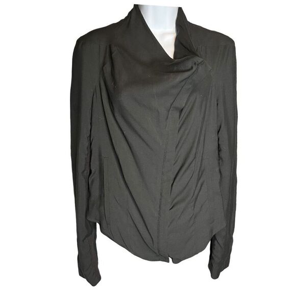 Helmut Lang Womens Asymmetrical Shawl Collar Moto Style Jacket Black Size Medium - Picture 3 of 11